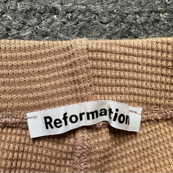 Reformation Pants Women Medium Tan Waffle Joggers Sweatpants Organic Cotton USA - Picture 6 of 15